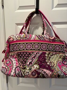 Vera Bradley Quilted Paisley Travel Bag in Pink and Green Accents